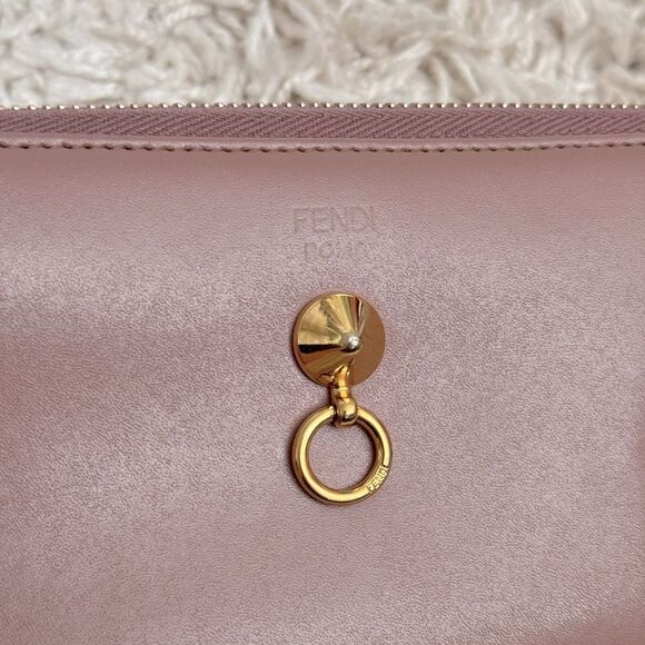 Luxury Coquette FENDI By the Way Pink Blush Rose Leather Zip Around Long Wallet - Picture 5 of 13